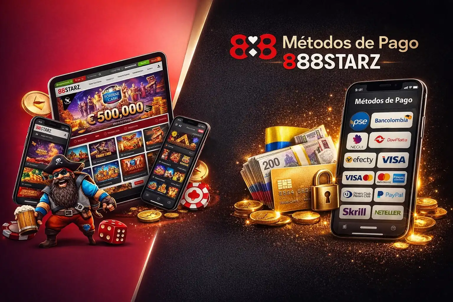 Métodos de pago en 888Starz Colombia